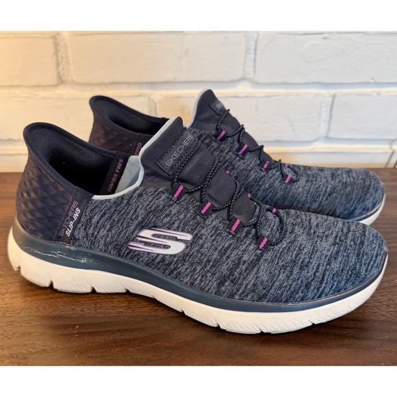 Skechers Shoes - Skechers Hands Free Slip-ins Ultra Flex 3.0 Smooth Step Navy Pink Womens 9 Walk